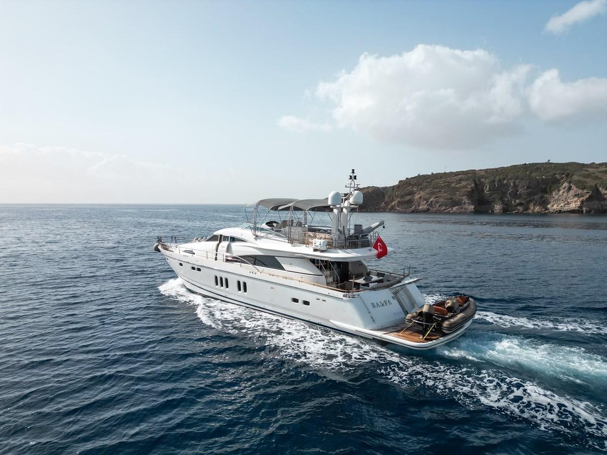 a boat on the water aboard FAIRLINE SQUADRON 74 Yacht for Sale