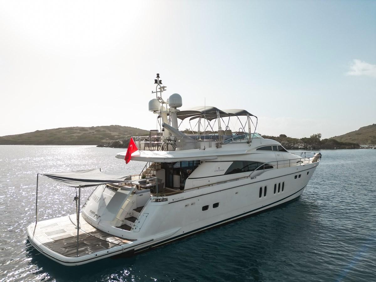 a boat in the water aboard FAIRLINE SQUADRON 74 Yacht for Sale
