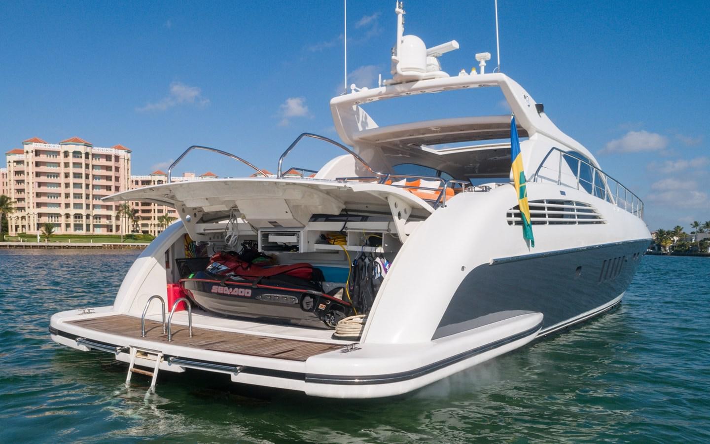 a boat with a motor attached to it aboard DOLCE VITA II Yacht for Sale