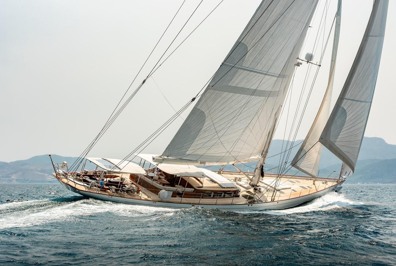 a sailboat on the water aboard GRACE III Yacht for Sale