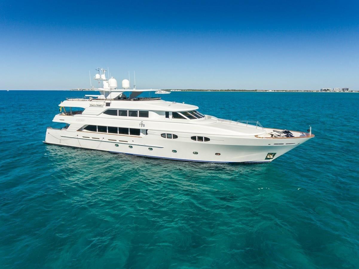 a white yacht in the water aboard MISS STEPHANIE Yacht for Sale