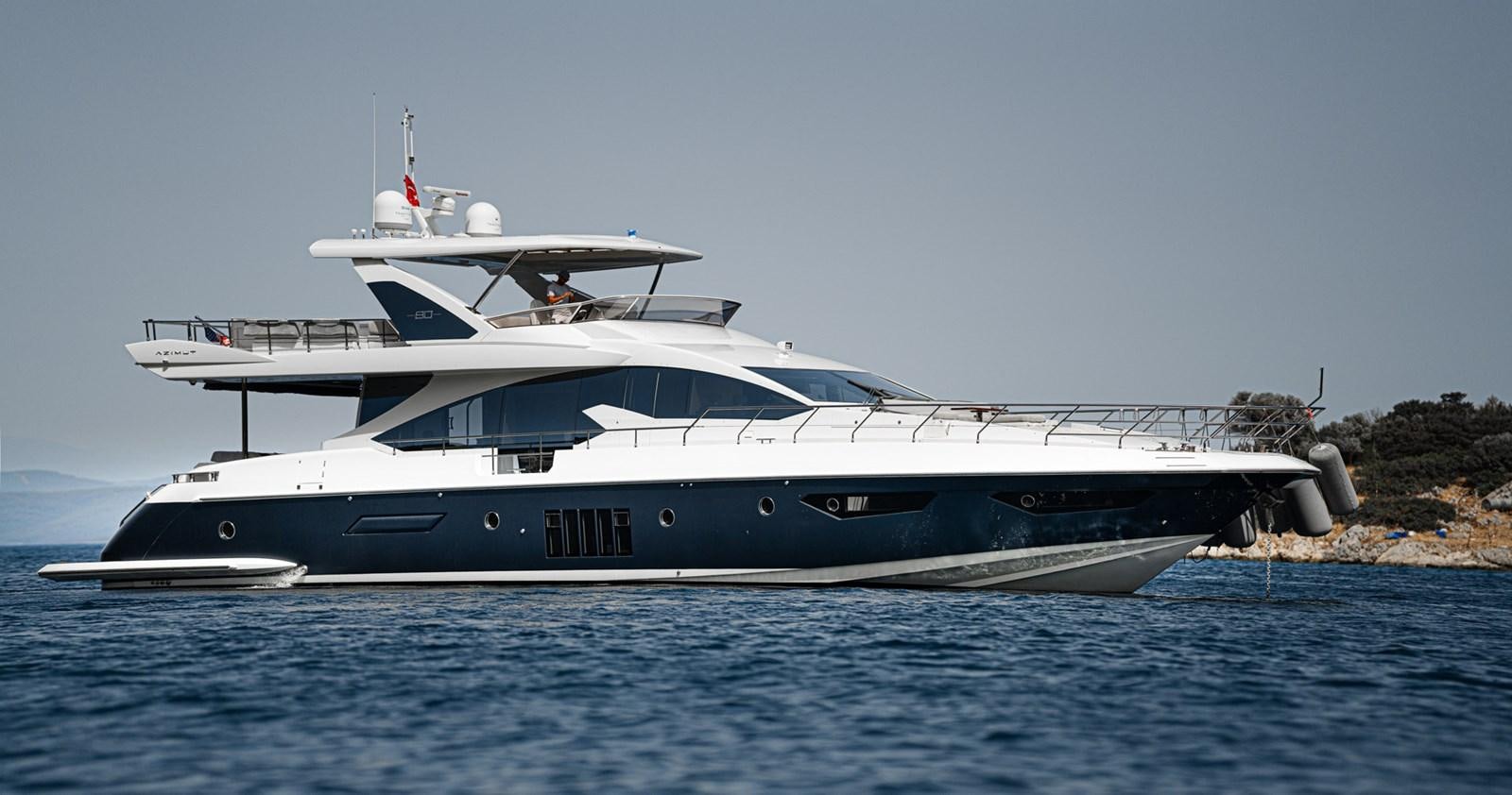 a white yacht on the water aboard AZIMUT 88 Yacht for Sale