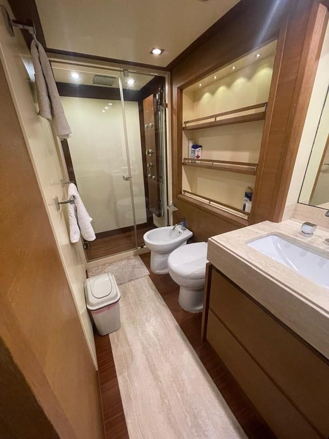 a bathroom with a toilet and sink aboard M&M Yacht for Sale