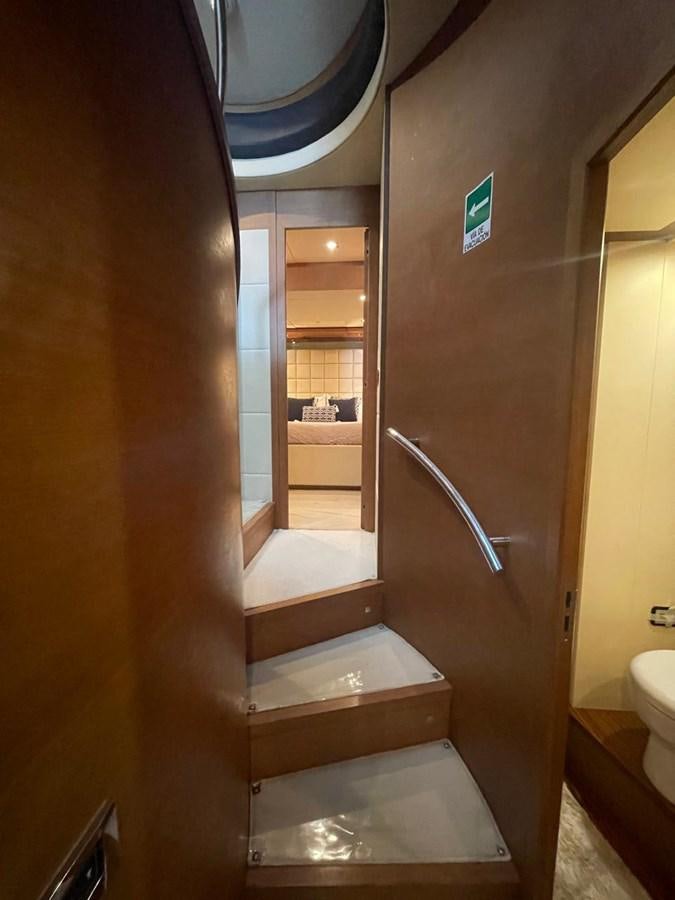 a bathroom with a glass shower aboard M&M Yacht for Sale