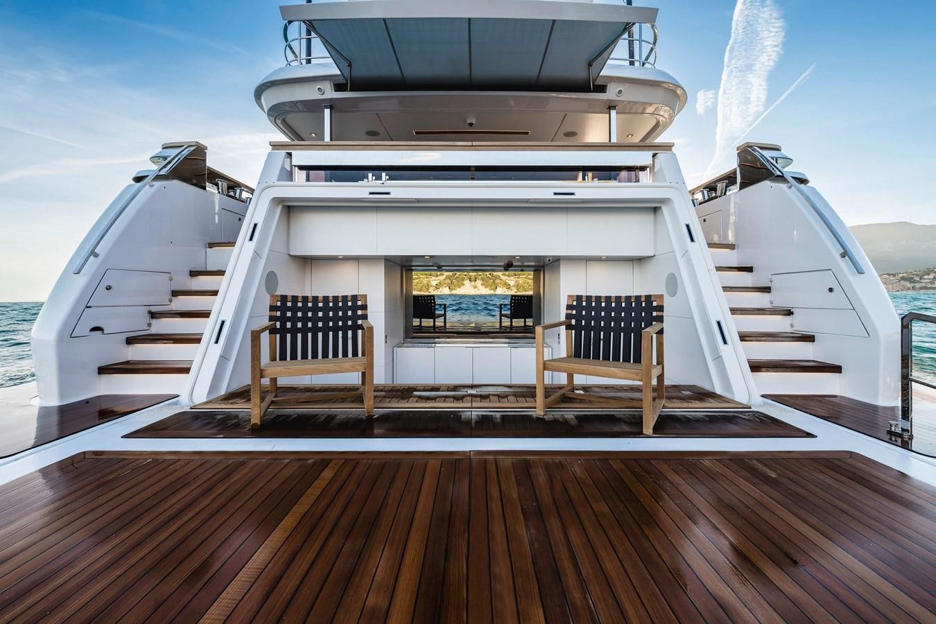 a boat on a deck aboard REGINA Yacht for Sale