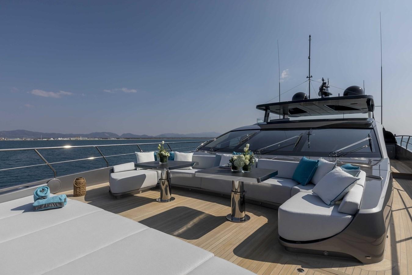 a boat on a deck aboard CRAZY TOO Yacht for Sale