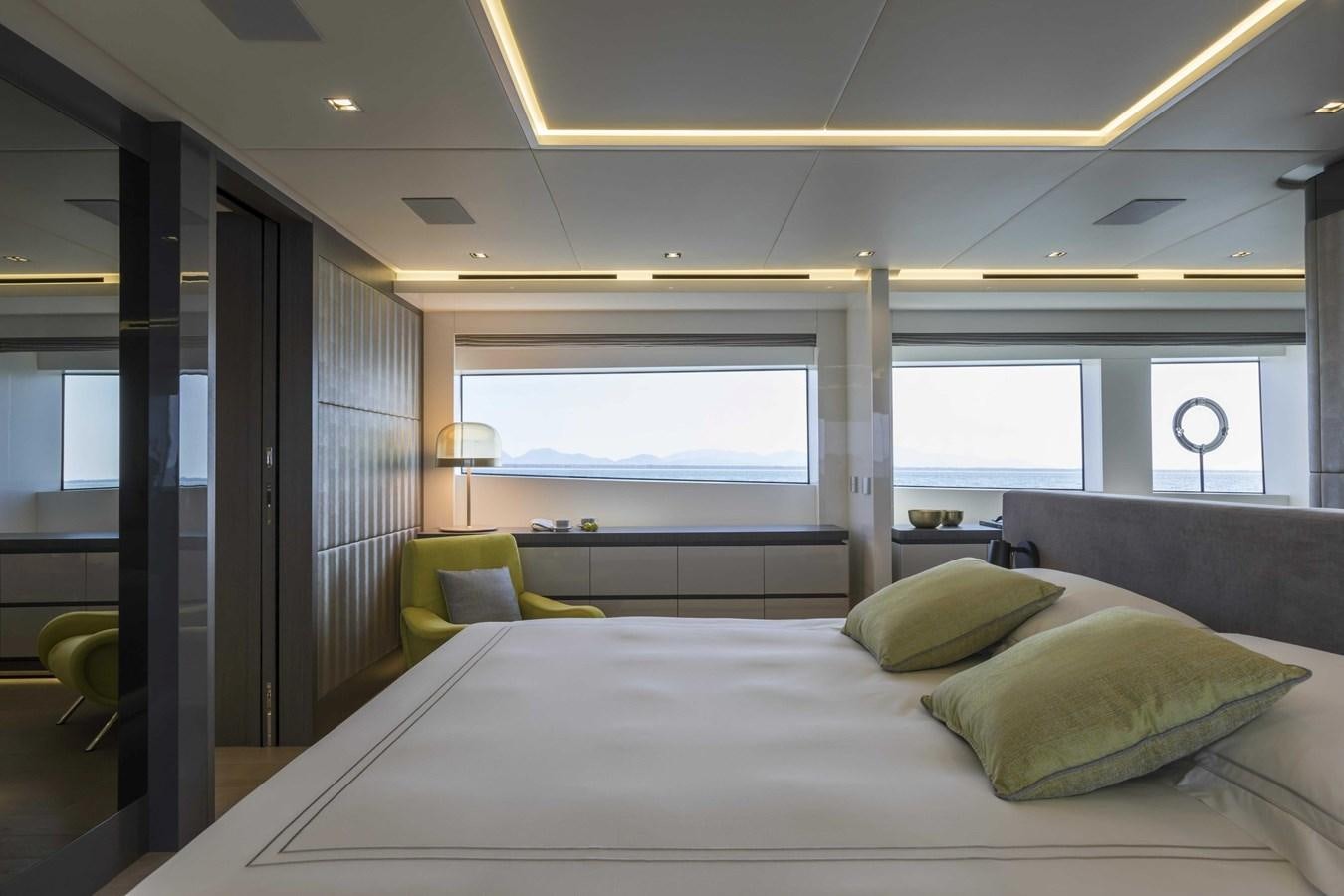 a bed in a room aboard CRAZY TOO Yacht for Sale