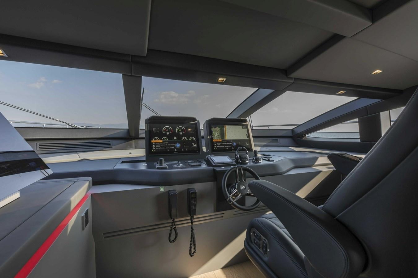 inside of a car aboard CRAZY TOO Yacht for Sale