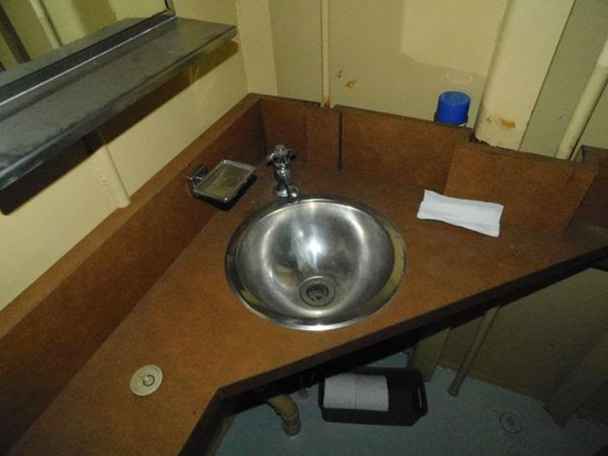 a sink with a faucet aboard 1989 COMMERCIAL FIREBOAT Yacht for Sale