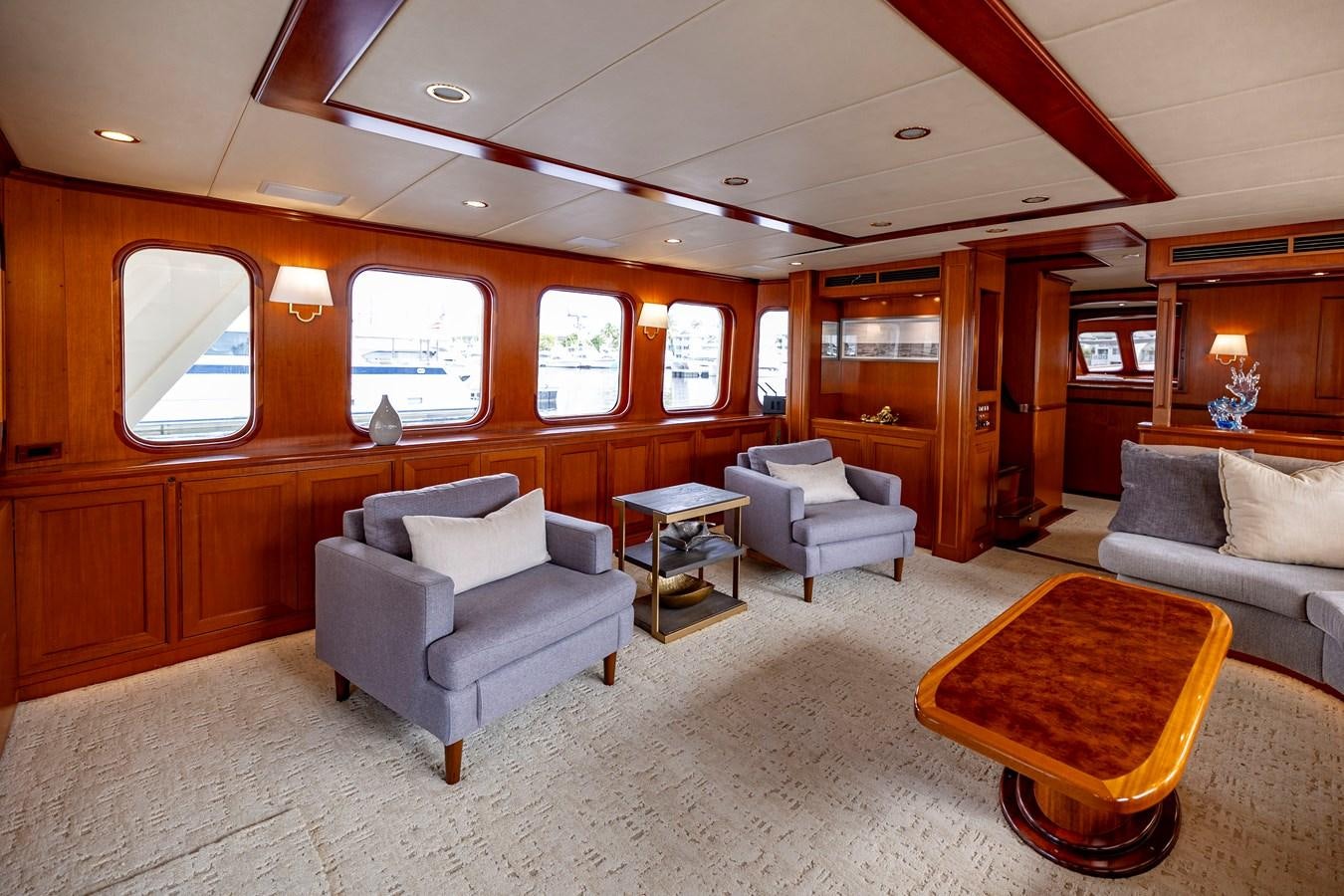 a living room with a couch and a chair aboard ANNIE Yacht for Sale