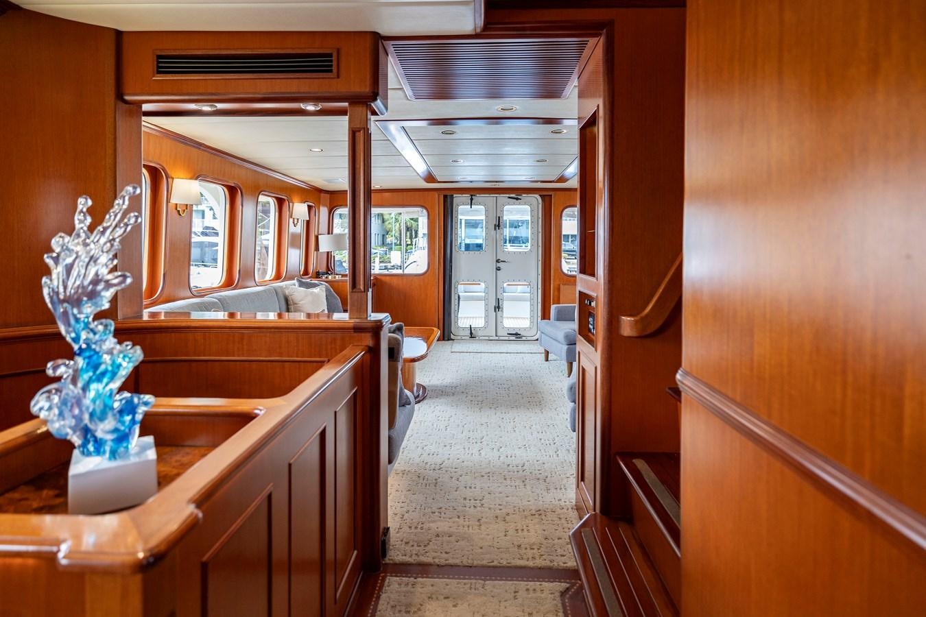 a train car with a flower vase aboard ANNIE Yacht for Sale