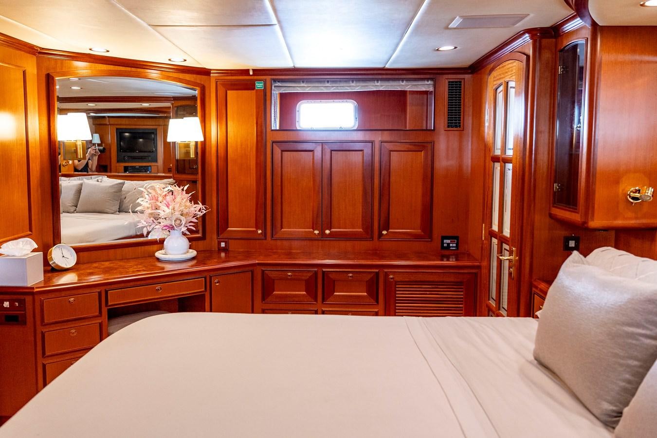 a hotel room with a bed aboard ANNIE Yacht for Sale