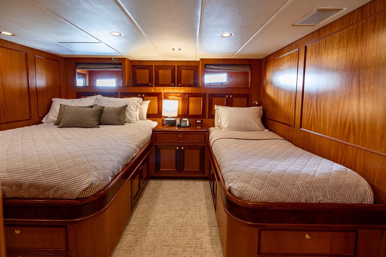 a couple of beds in a cabin aboard ANNIE Yacht for Sale