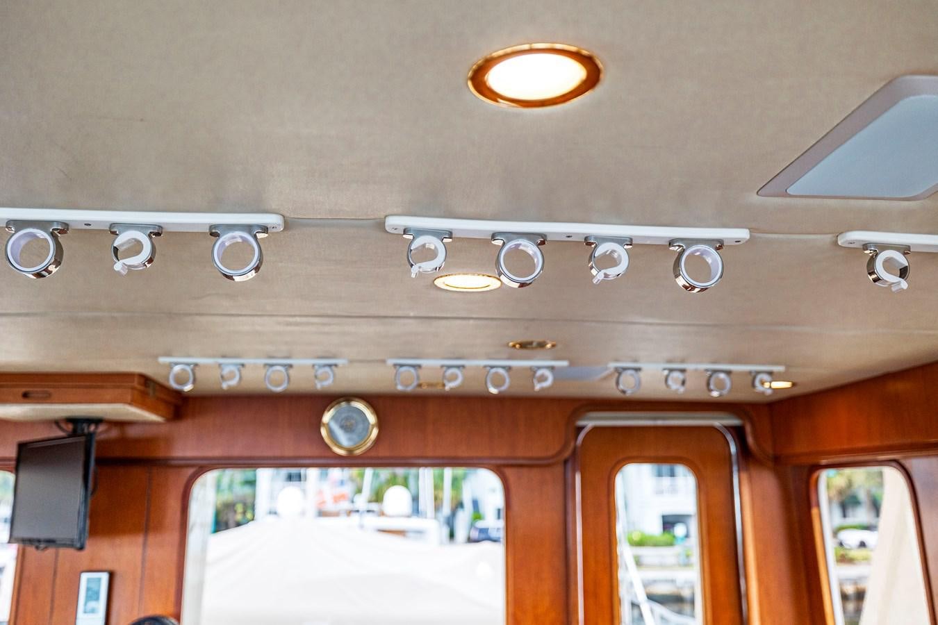 a ceiling with lights aboard ANNIE Yacht for Sale
