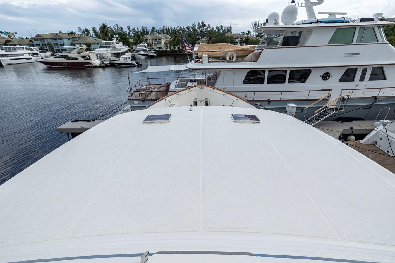 a group of boats in a harbor aboard ANNIE Yacht for Sale