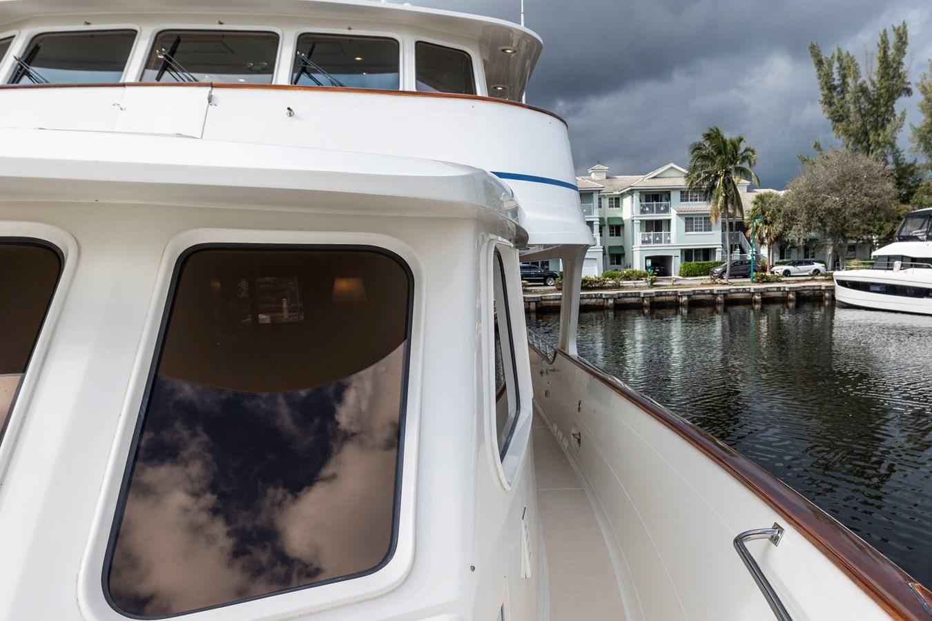 a dog sits on the back of a boat aboard ANNIE Yacht for Sale