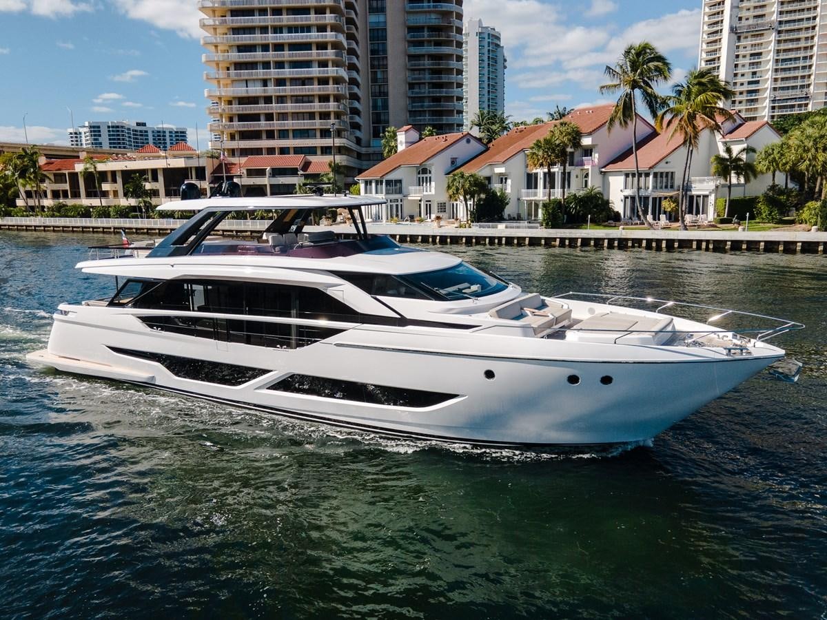 a white yacht on the water aboard VITTORIA Yacht for Sale