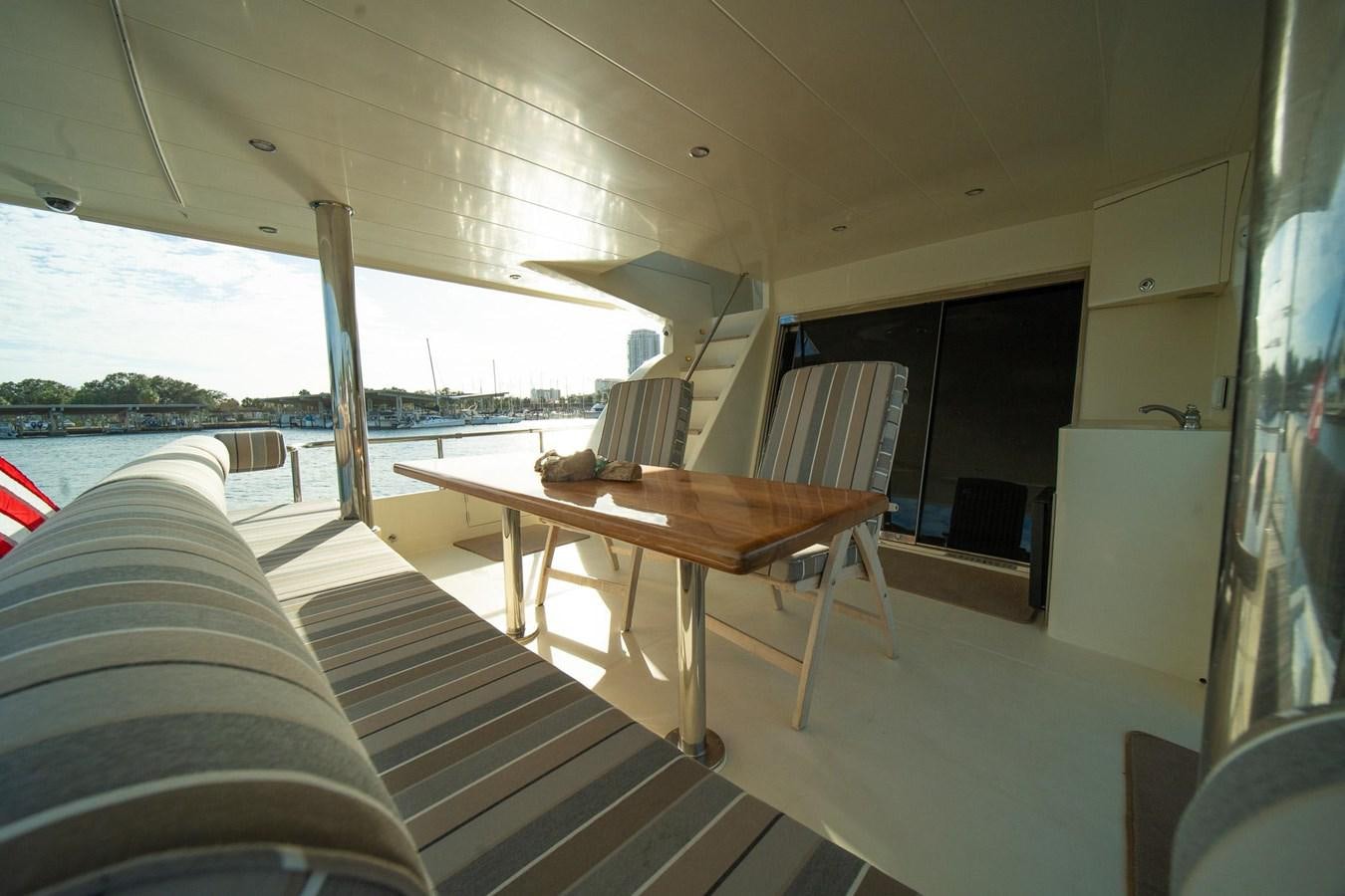 a room with a table and chairs aboard PRETTY PENNY Yacht for Sale