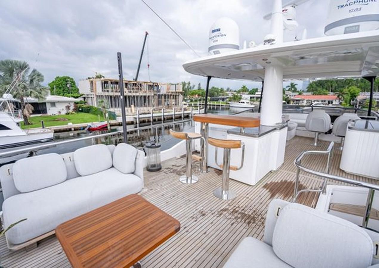 a deck with chairs and tables aboard AZIMUT MAGELLANO 30/15 Yacht for Sale