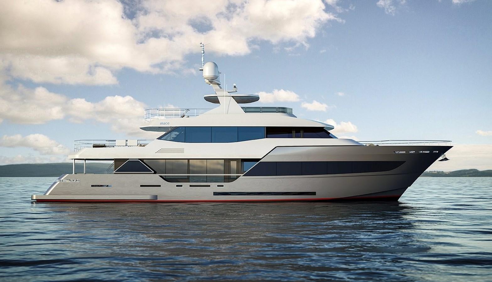 a white yacht in the water aboard 2024 INACE AVENTURA 106 Yacht for Sale