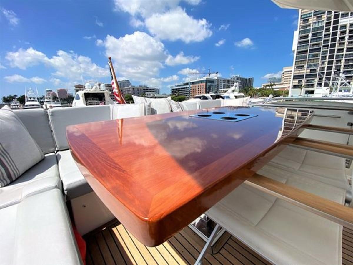 a table on a boat aboard 2016 PRESTIGE 680 FLY Yacht for Sale