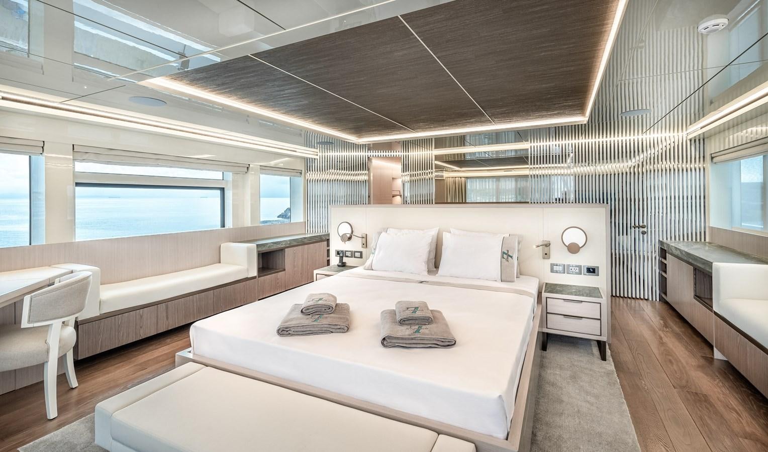 a room with a bed and a window aboard PROJECT 105 Yacht for Sale
