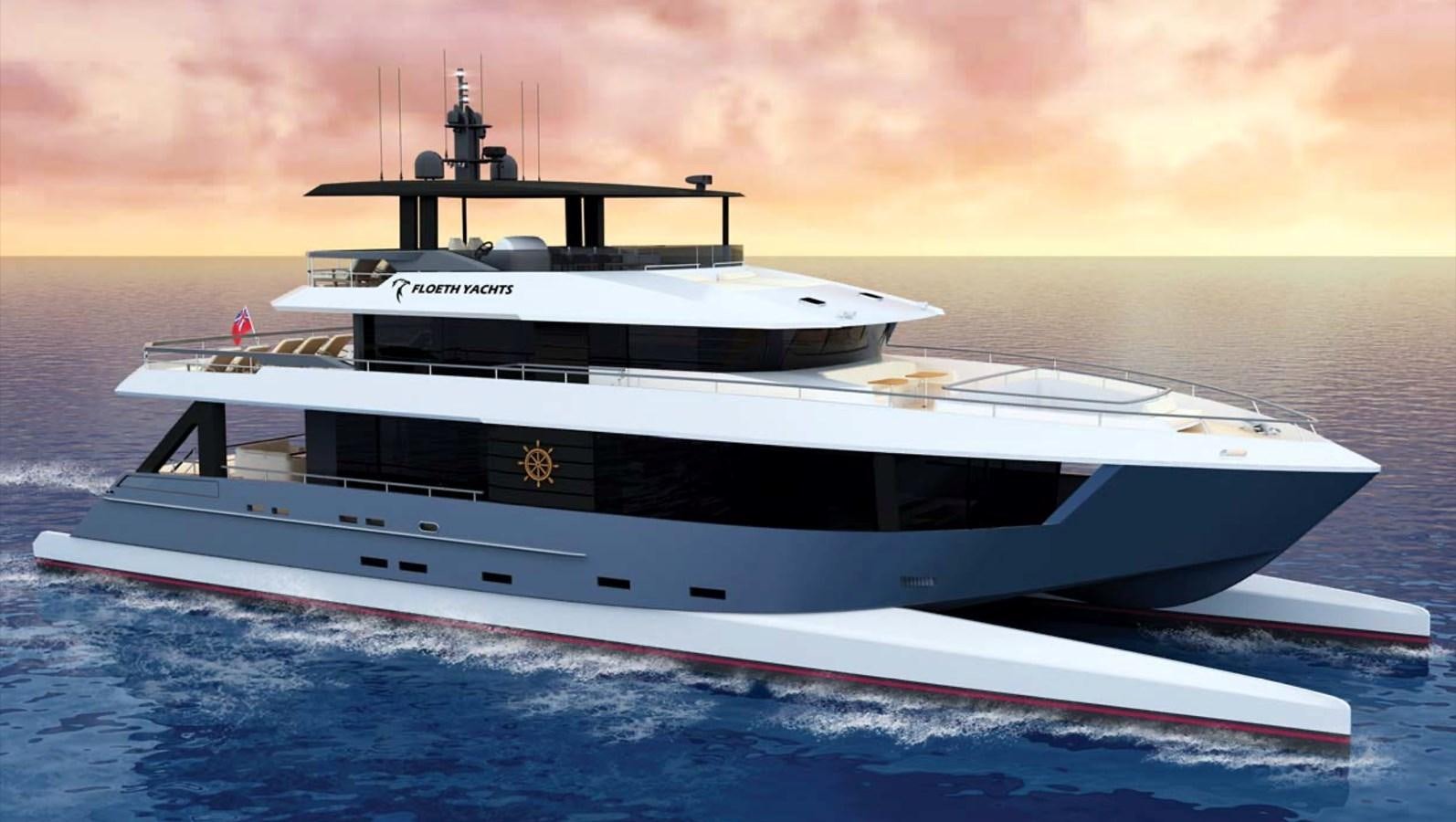 a white boat in the water aboard INDEPENDENCE 110 Yacht for Sale