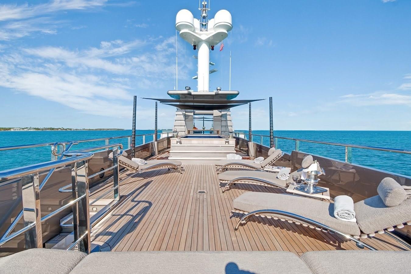 a dock with a white tower and a white tower on it aboard MIZU Yacht for Sale