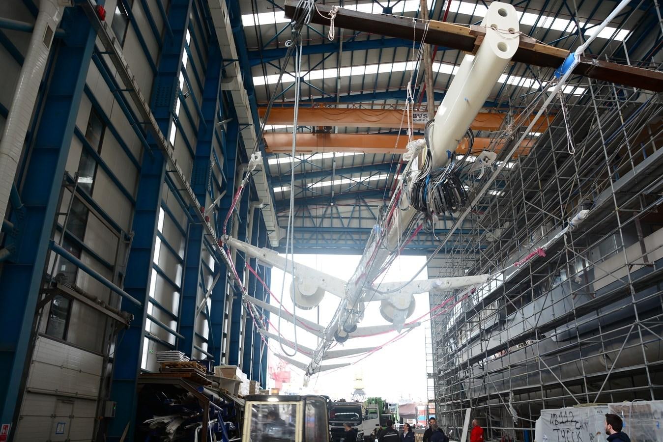 a large metal structure with a large metal structure on it aboard LEGATO Yacht for Sale