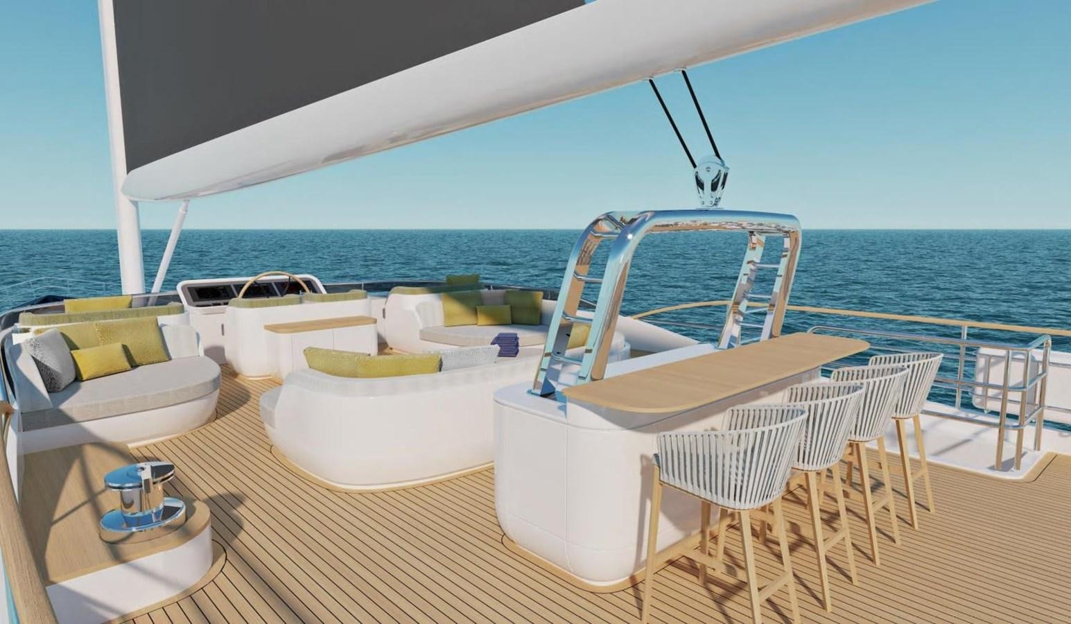 a boat on a deck aboard LEGATO Yacht for Sale