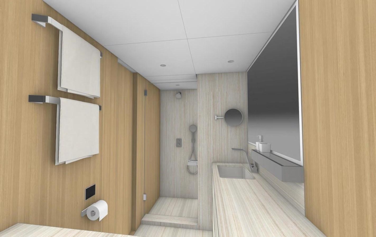 a bathroom with a tub sink and toilet aboard LEGATO Yacht for Sale