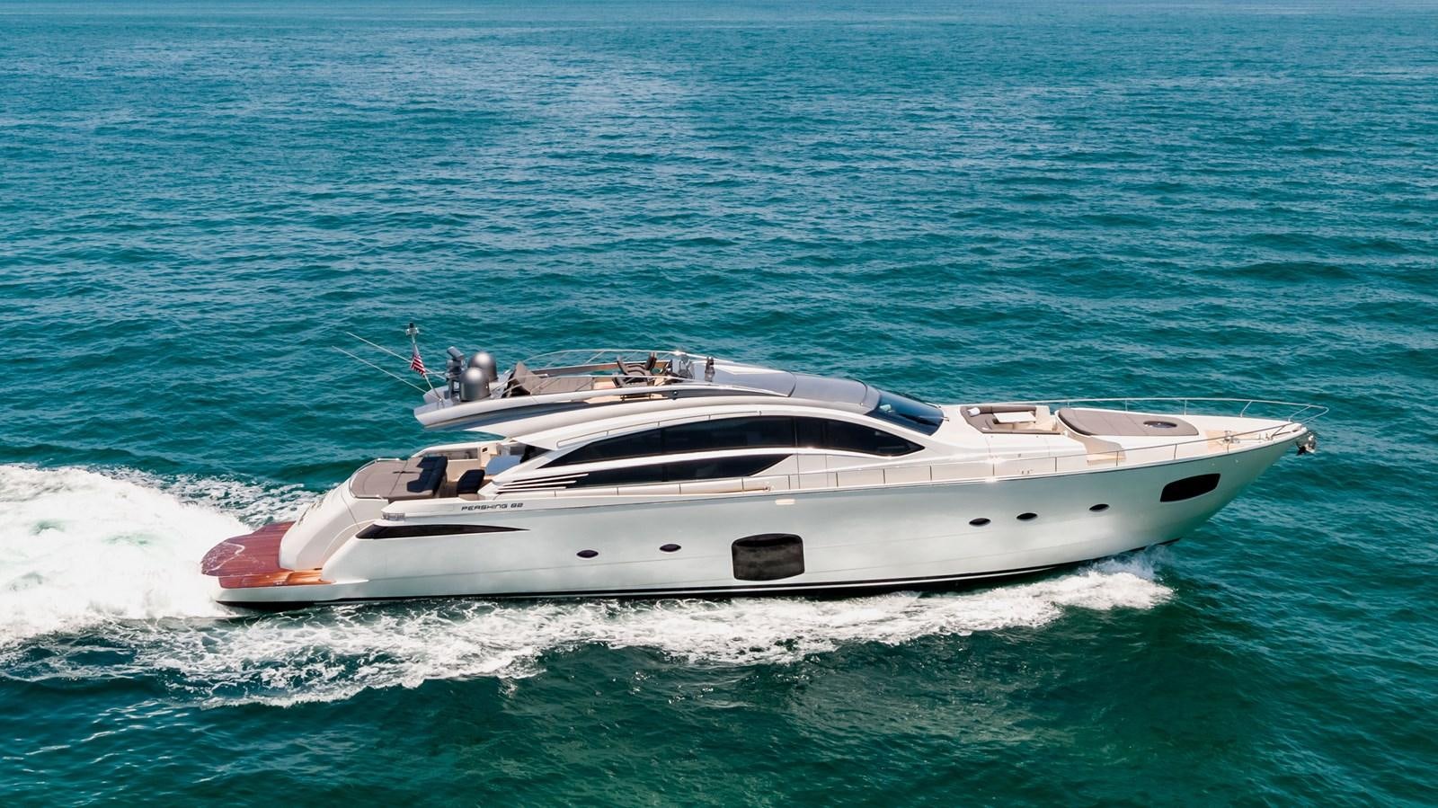 a white yacht in the ocean aboard DOUBLE OR NOTHING Yacht for Sale