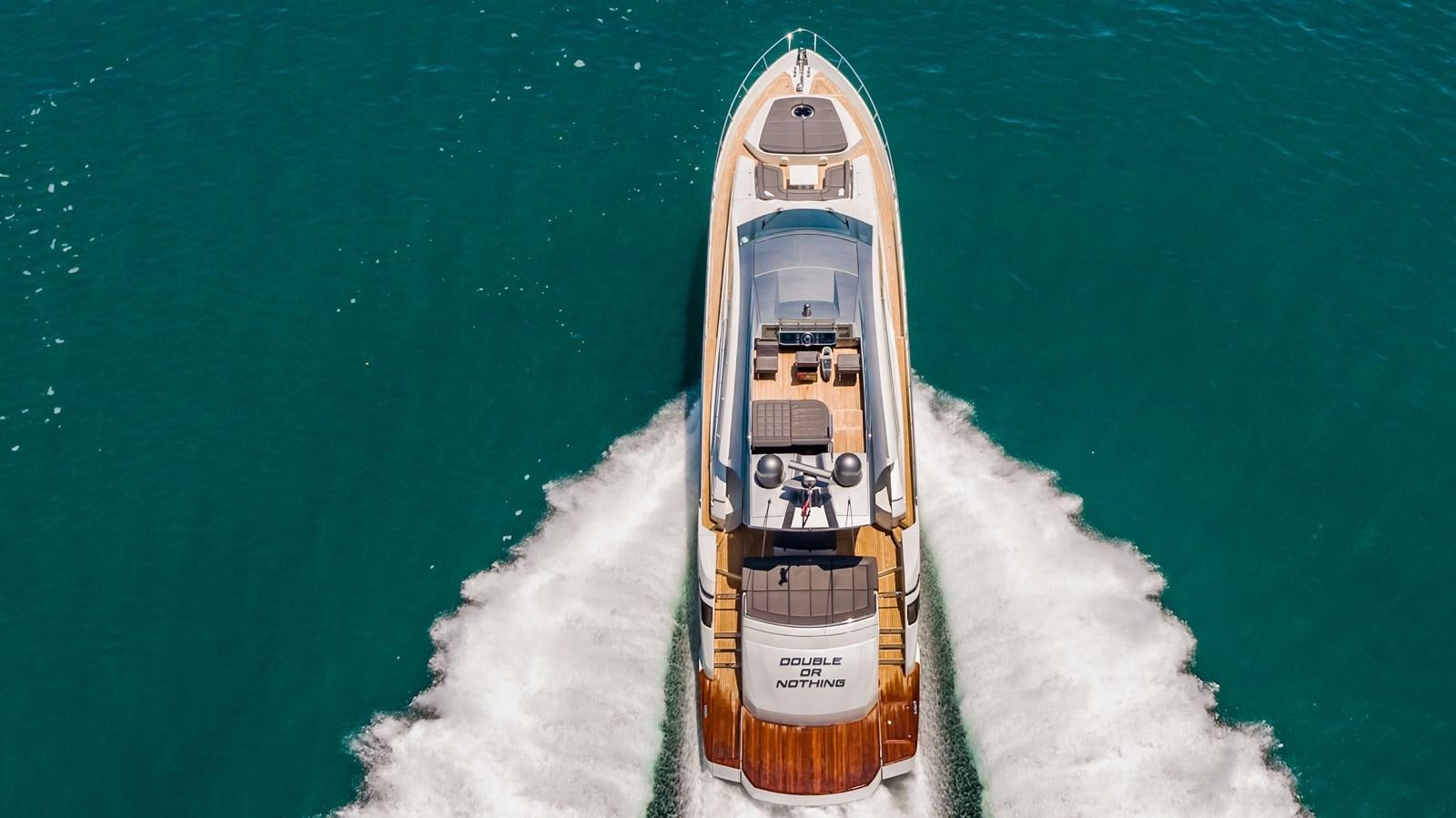 a rocket taking off from the ocean aboard DOUBLE OR NOTHING Yacht for Sale