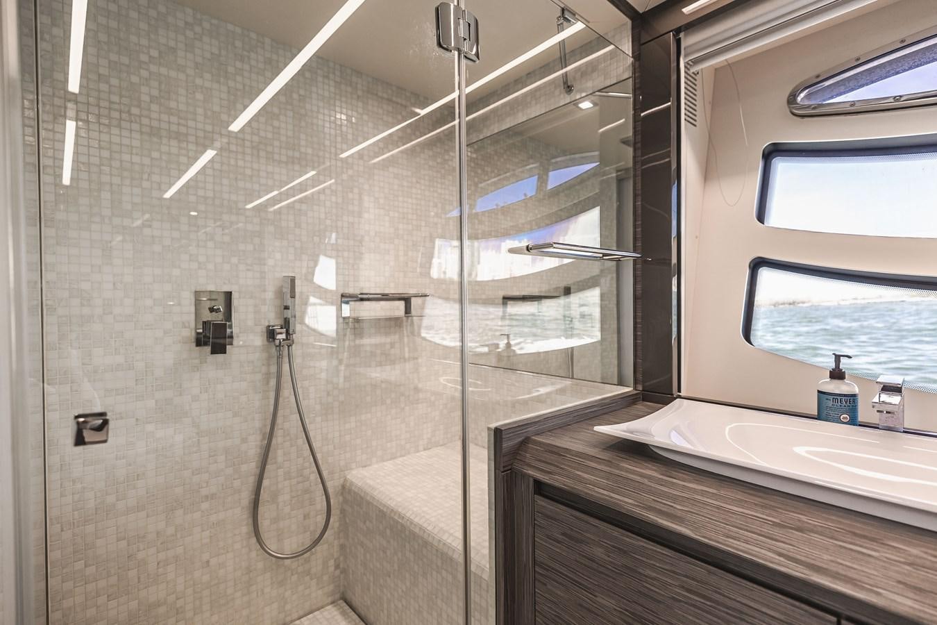 a shower unit in a bathroom aboard DOUBLE OR NOTHING Yacht for Sale