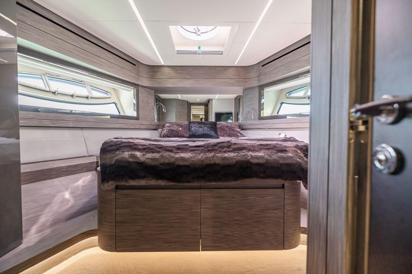 a bed in a room aboard DOUBLE OR NOTHING Yacht for Sale