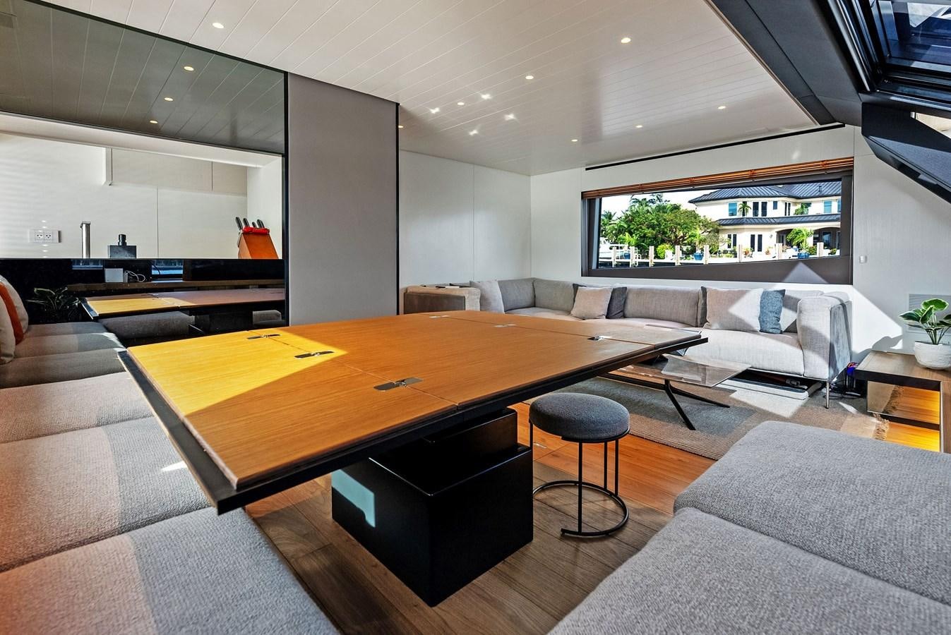 a modern looking living room aboard SNACK MONEY Yacht for Sale