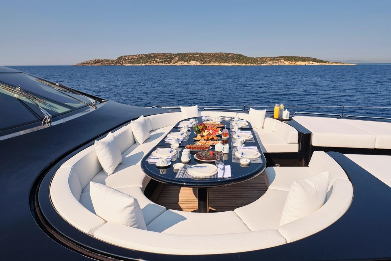 a boat with food on it aboard ABILITY Yacht for Sale