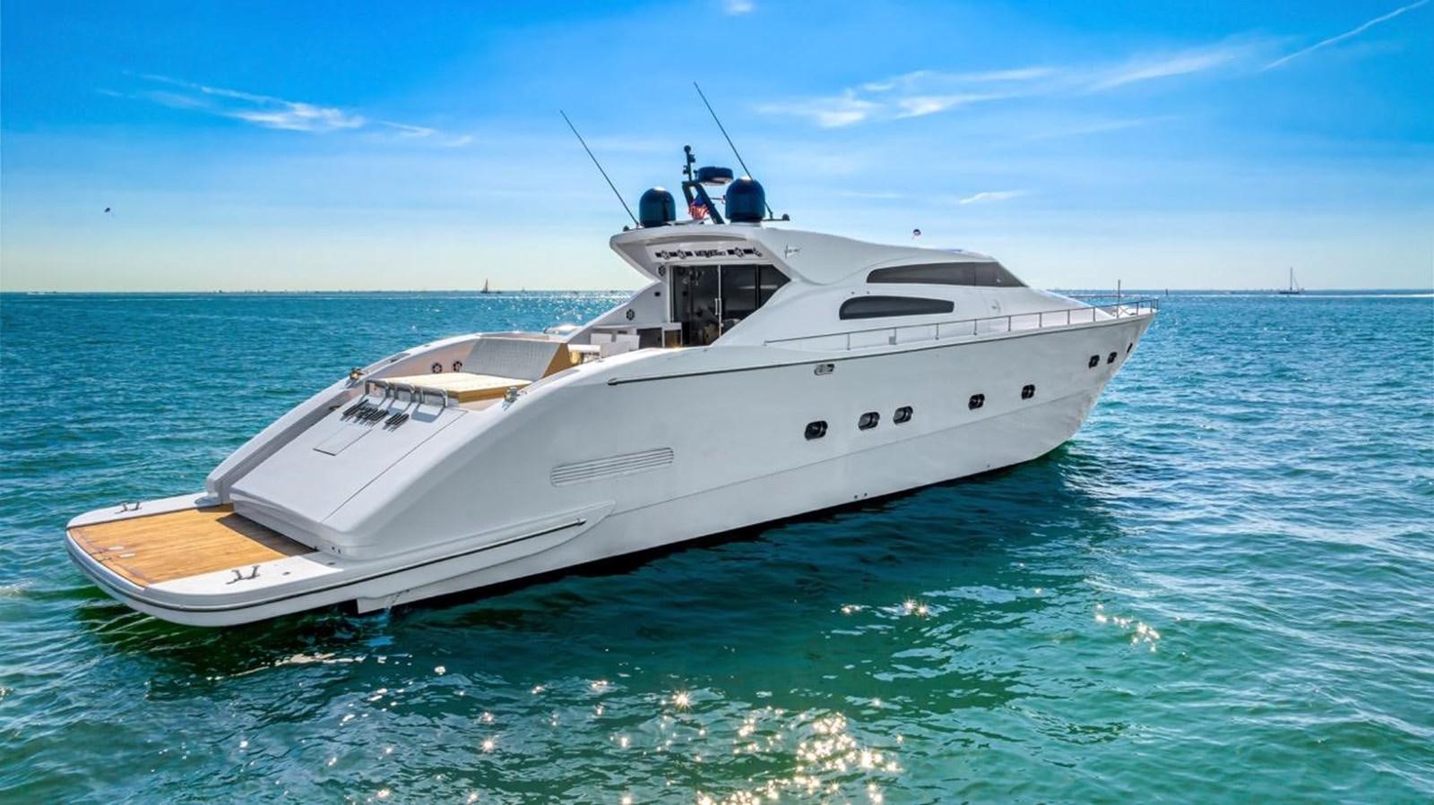 a white boat in the water aboard DREAM ON Yacht for Sale