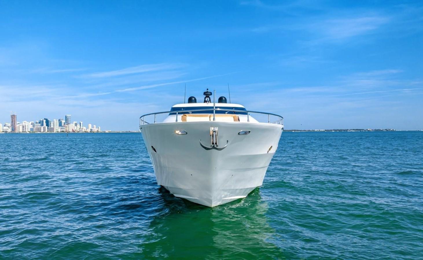a white boat in the water aboard DREAM ON Yacht for Sale