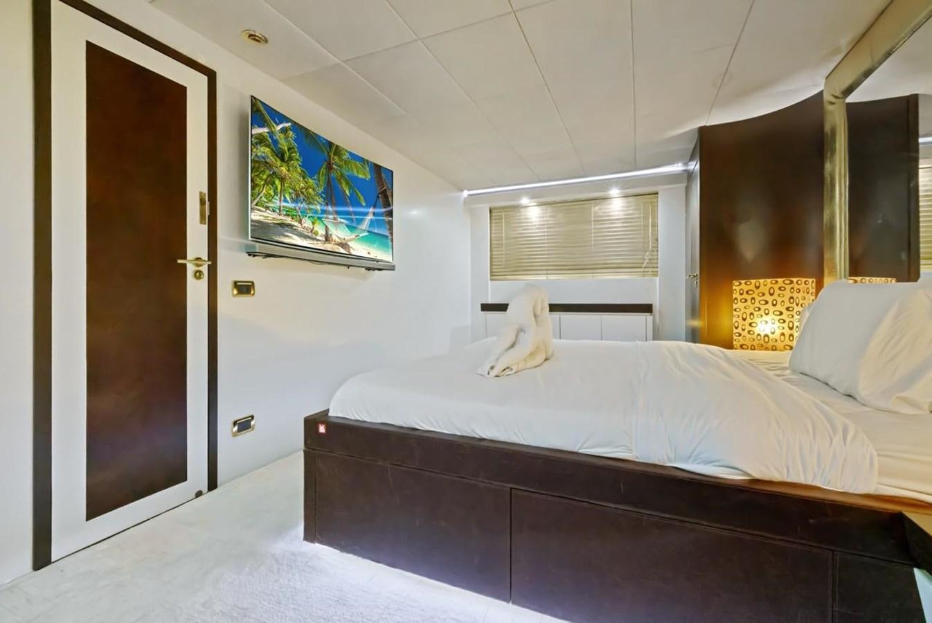 a bed in a room aboard DREAM ON Yacht for Sale