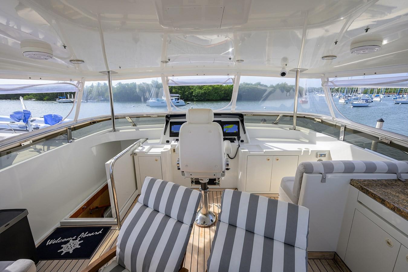 a boat with a deck and a deck and a railing aboard ST. TROPEZ Yacht for Sale
