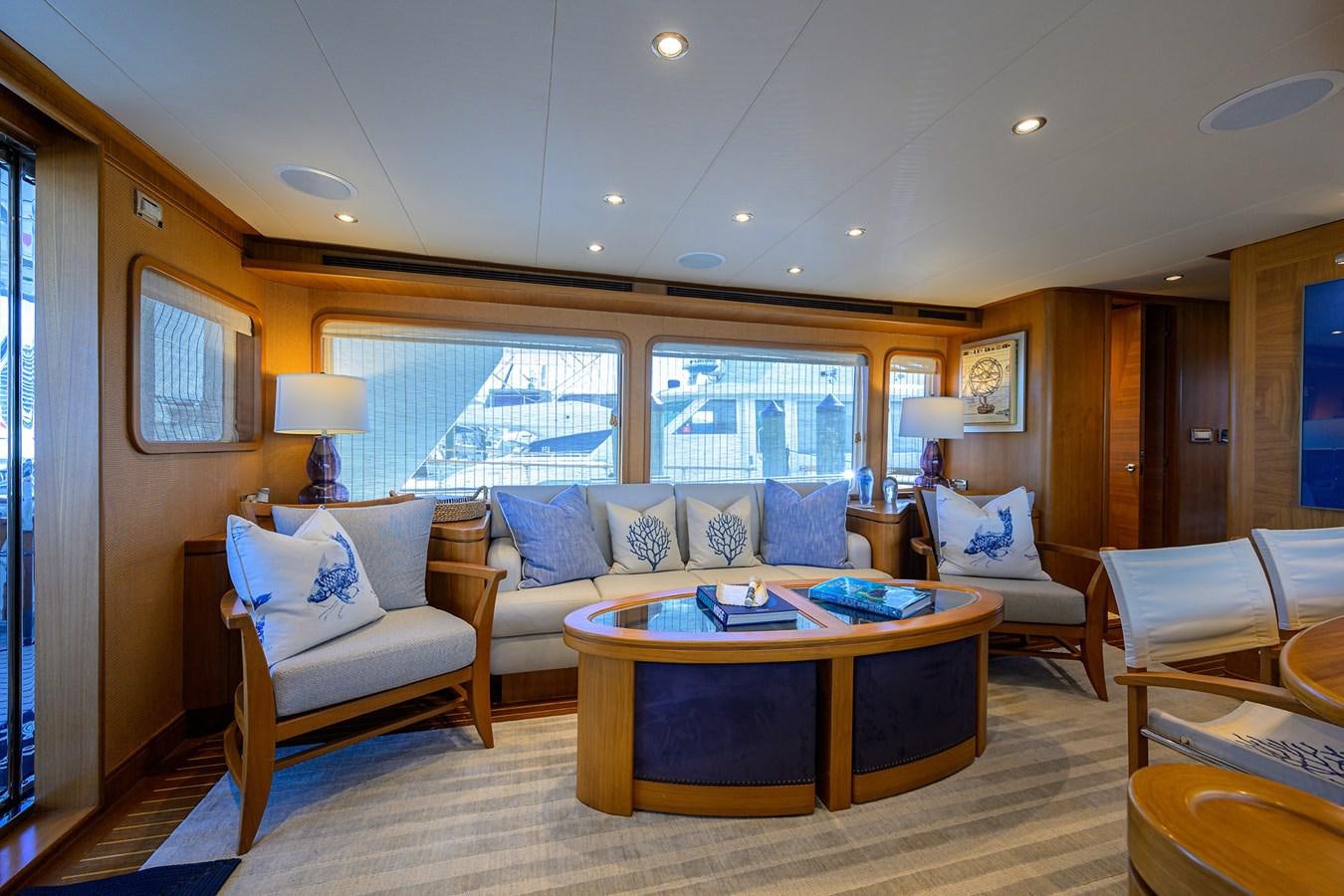 a living room with a large window aboard ST. TROPEZ Yacht for Sale