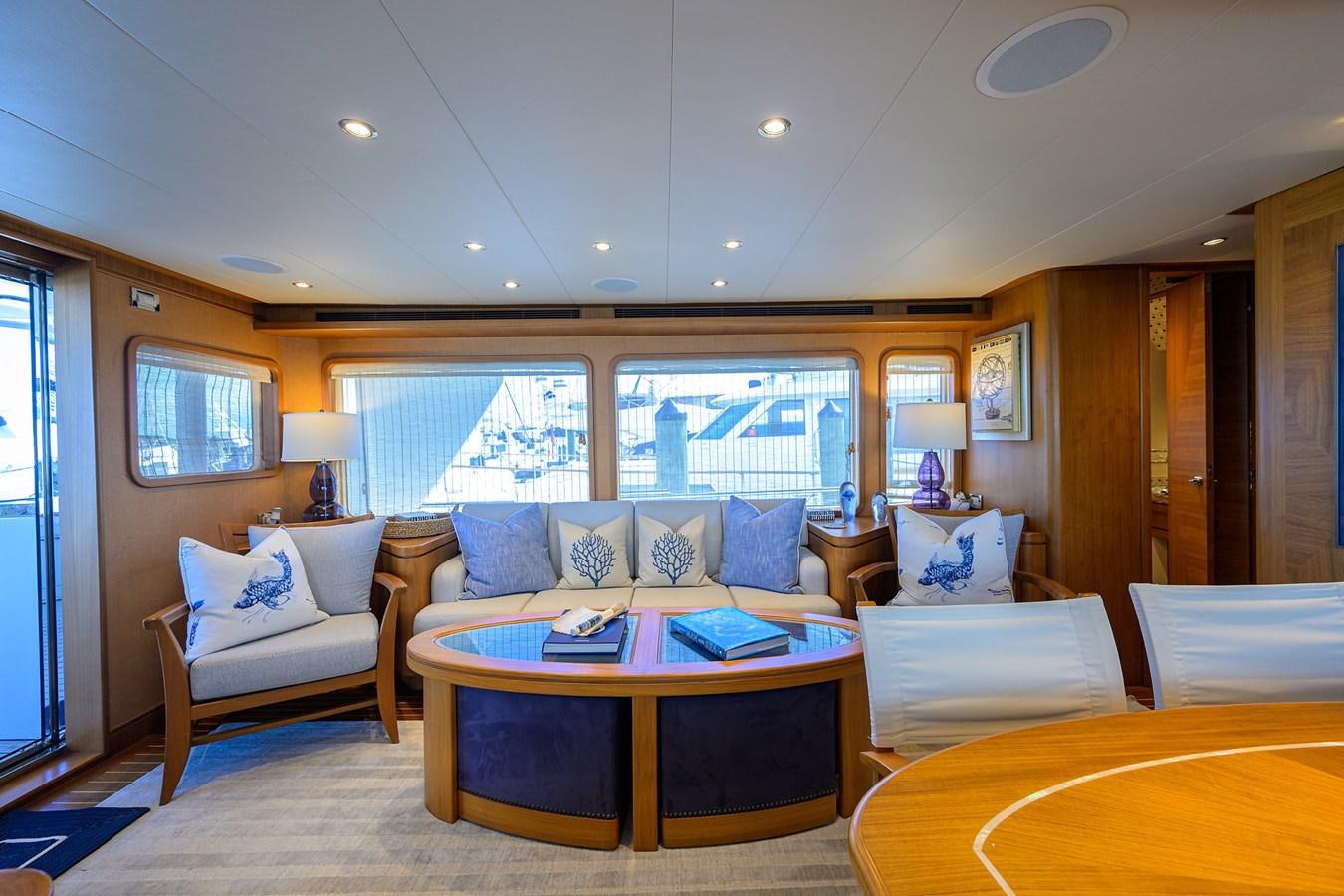a living room with a large window aboard ST. TROPEZ Yacht for Sale