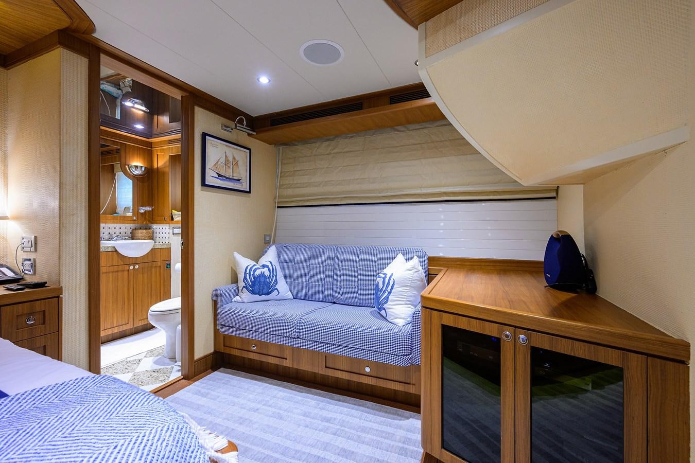 a room with a bed and a desk aboard ST. TROPEZ Yacht for Sale