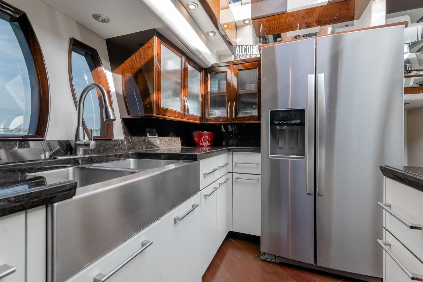 a kitchen with stainless steel appliances aboard SALACIA Yacht for Sale