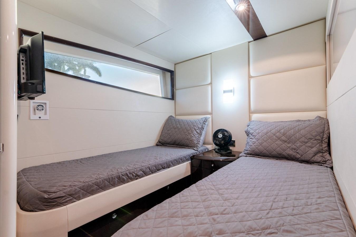 a couple of beds in a room aboard SALACIA Yacht for Sale