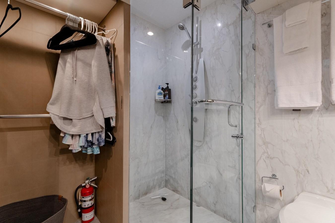 a shower with a glass door aboard SALACIA Yacht for Sale
