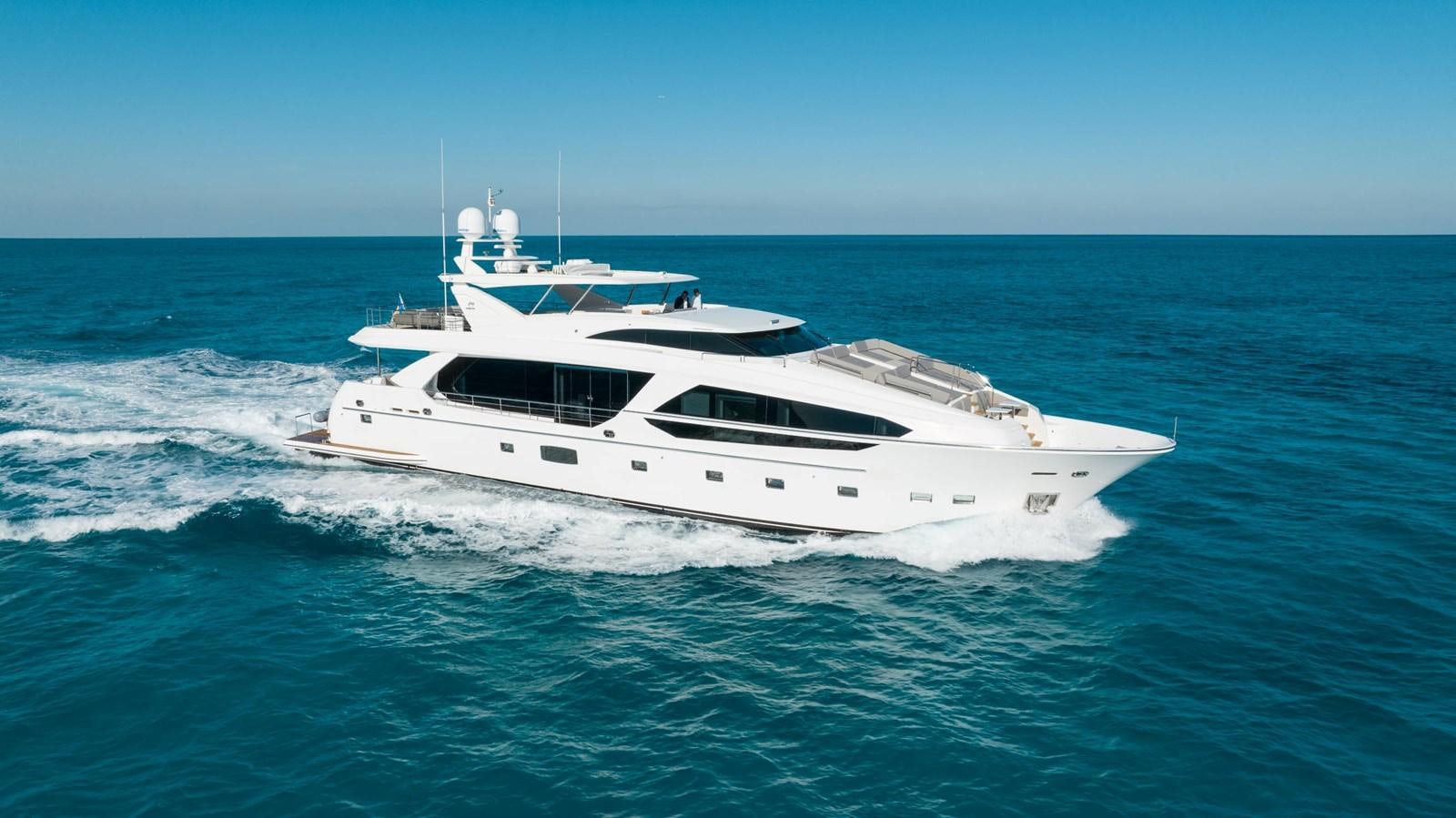 a white yacht in the ocean aboard ADAGIO Yacht for Sale