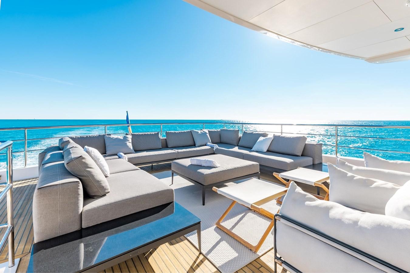 a large lounge area with couches aboard ADAGIO Yacht for Sale