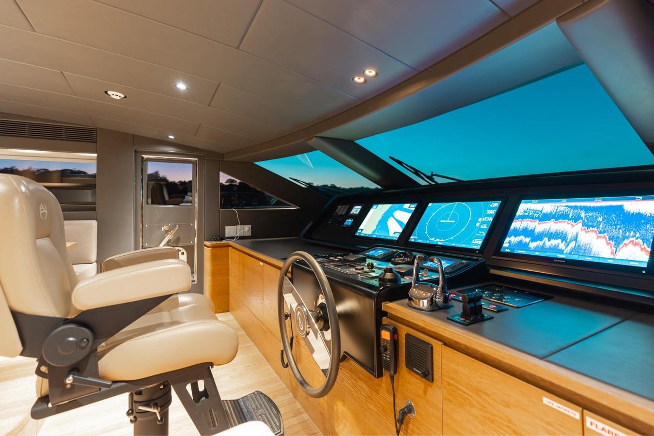 inside of a vehicle with screens aboard ADAGIO Yacht for Sale